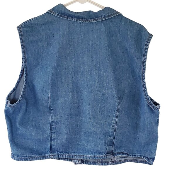 Vintage Chorus Blues Denim Vest Women's Medium Pockets Button Front Sleeveless - Picture 2 of 8